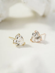 14K Gold Moissanite Glory Heart Stud Earring