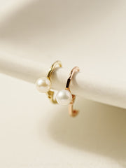 14K 18K Gold Tiny Pearl Cartilage Hoop Earring