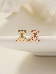 14K Gold Cartoon Teddy Bear Internally Threaded Labret Piercing 18G16G