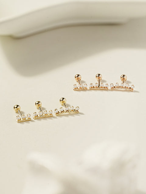 14K Gold CZ Tiara Cartilage Earring 20G18G16G