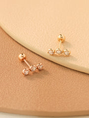 14K Gold Trio CZ Cartilage Earring 20G18G16G