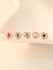 14K Gold Heart Pretzel Cubic Cartilage Earring 18G16G