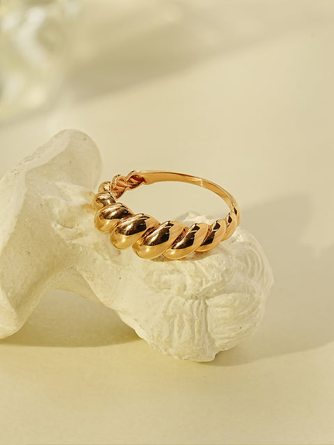 14K 18K Gold Hallow Croissant Ring