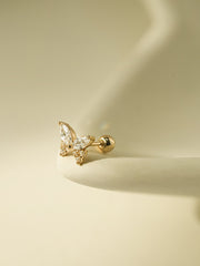 14K Gold Shiny Cubic Butterfly Cartilage Earring 20G18G16G