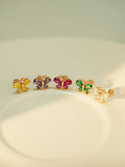 14K Gold Colorful CZ Butterfly Cartilage Earring 18G16G