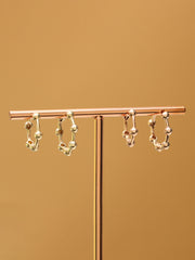 14K 18K Gold Line Balls Cartilage Hoop Earring