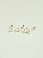 925 Silver Double Pearl Cartilage Earring 20G