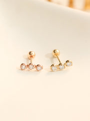 14K Gold Trio CZ Cartilage Earring 20G18G16G