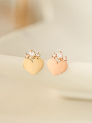 14K Gold Crown Cubic Heart Cartilage Earring 20G18G16G