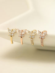 14K Gold Butterfly Half Ring Cartilage Earring 20G18G16G