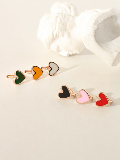 14K 18K Gold Enamel Heart Cartilage Hoop Earring