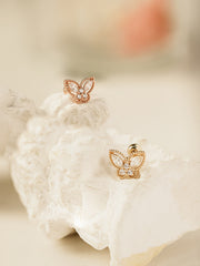 14K Gold Crystal 3D butterfly Cartilage Earring 20G18G16G