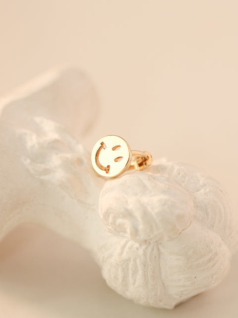 14K 18K Gold Happy Smile Face Cartilage Hoop Earring