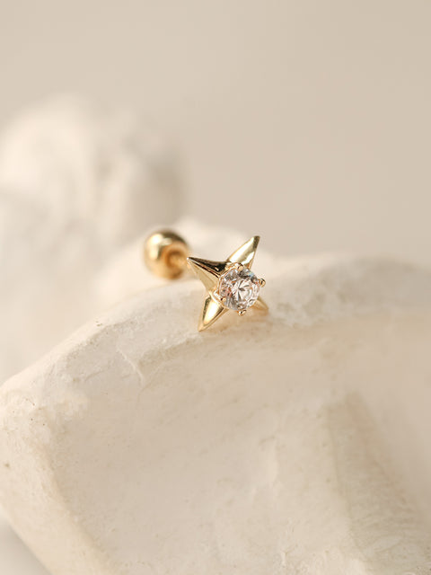 14K Gold Stud Cubic Cartilage Earring 20G18G16G