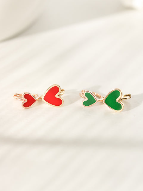 14K 18K Gold Enamel Heart Cartilage Hoop Earring