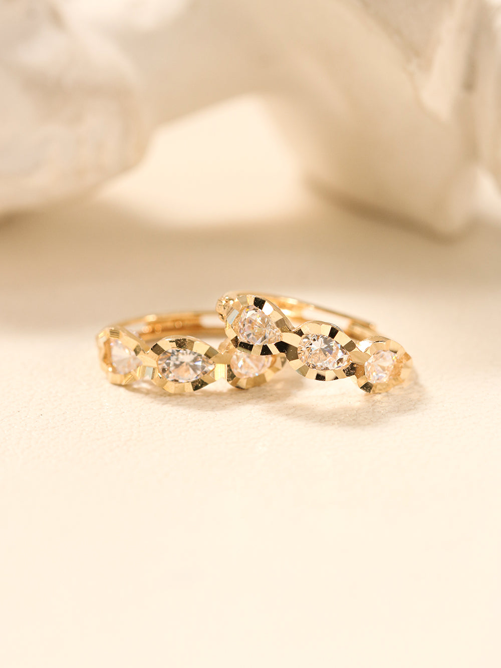 14K 18K Gold Triple Waterdrop Cubic Cartilage Hoop Earring