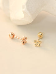 14K Gold Wild Flower Cartilage Earring 20G18G16G