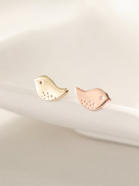 14K Gold Cutey Bird Internally Threaded Labret Piercing 18G16G