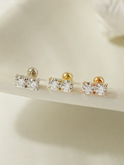 14K Gold Moissanite Double Cartilage Earring 20G18G16G