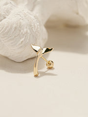 14K Gold Whale Tale Cartilage Earring 20G18G16G