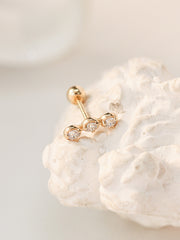 14K Gold Trio CZ Cartilage Earring 20G18G16G