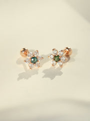 14K Gold Rough Diamond Lovely Flower Piercing Earring 20G18G16G