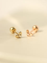 14K Gold Tiny Cubic Star and Heart Cartilage Earring 20G18G16G