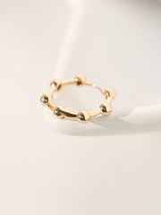 14K 18K Gold Line Balls Cartilage Hoop Earring