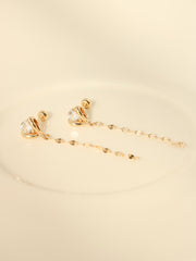 14K Gold Tulip Long Chain Cartilage Earring 20G18G16G