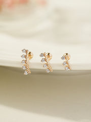 14K Gold CZ Tiara Cartilage Earring 20G18G16G