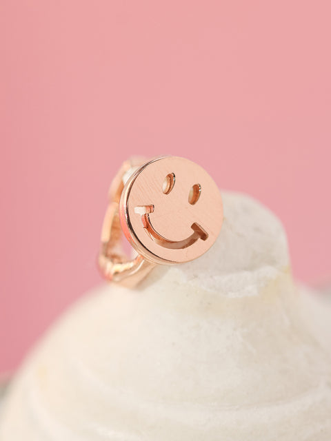 14K 18K Gold Happy Smile Face Cartilage Hoop Earring