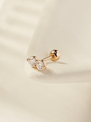 14K Gold Moissanite Two Way Cartilage Earring 20G18G16G
