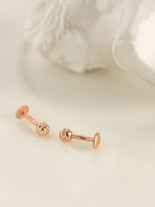 14K Gold Two way Cutting line Ball Labret Piercing 18g16g