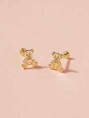 14K Gold Cartoon Teddy Bear Internally Threaded Labret Piercing 18G16G