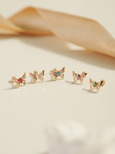 14K Gold Diva Cubic Butterfly Cartilage Earring 18G16G