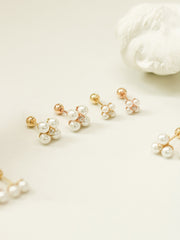 14K Gold Three Pearls or Four Pearls Cartilage Earring 20G18G16G