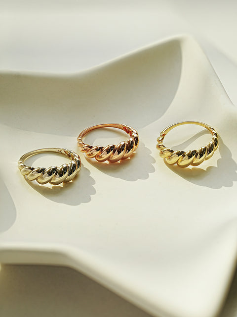 14K 18K Gold Hallow Croissant Ring