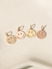 14K 18K Gold Happy Smile Face Pendant Necklace