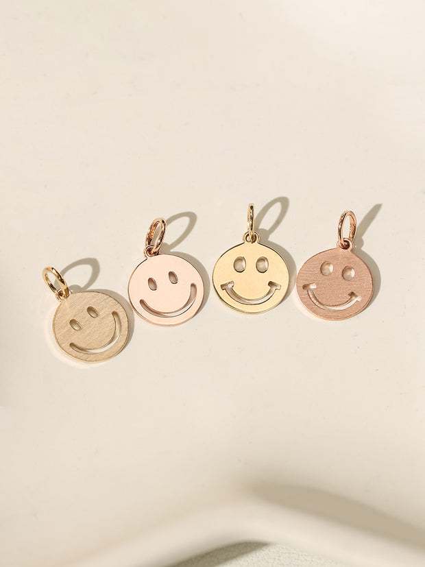 14K 18K Gold Happy Smile Face Pendant Necklace