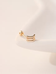 14K Gold Tiny Triple Lines Cartilage Earring 20G18G16G