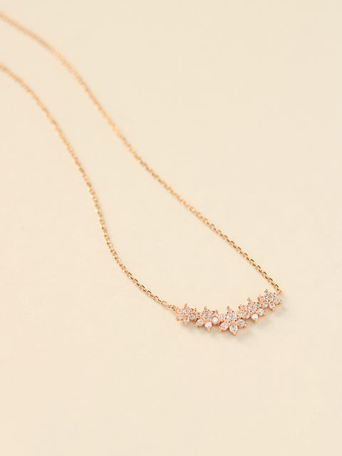 14K Gold Garland Cubic Flower Necklace