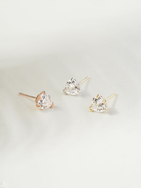 14K Gold Moissanite Glory Heart Stud Earring