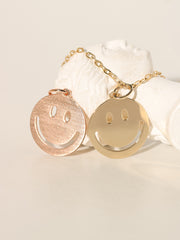 14K 18K Gold Happy Smile Face Pendant Necklace