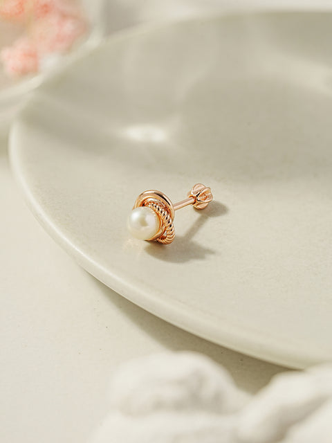 14K Gold Freesia Pearl Cartilage Earring 18G16G