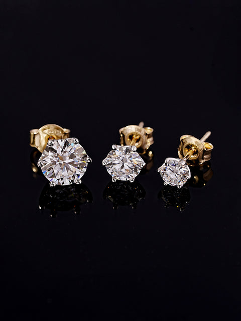 14K Gold Moissanite Crown Stud Earring