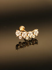 14K Gold Bling Crown Cubic Cartilage Earring 20G18G16G