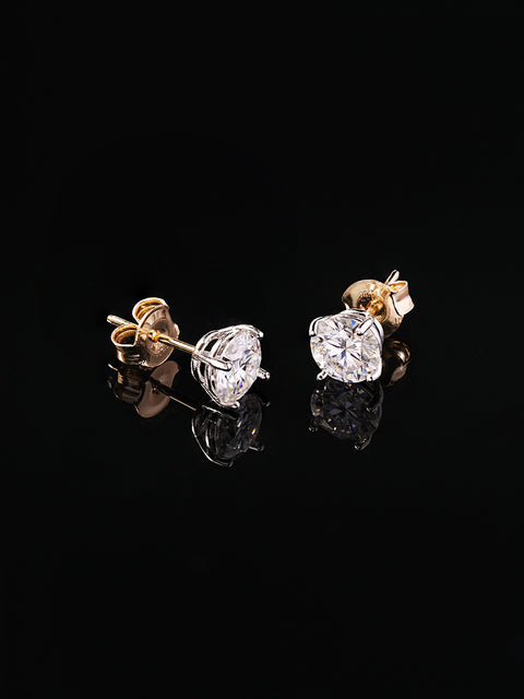 14K Gold 4 Pronged Moissanite Stud Earring