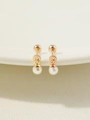 14K Gold Mini Pearl Drop Cartilage Earring 20G