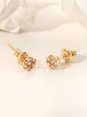 14K 18K Gold Diamond Flower Stud Earring