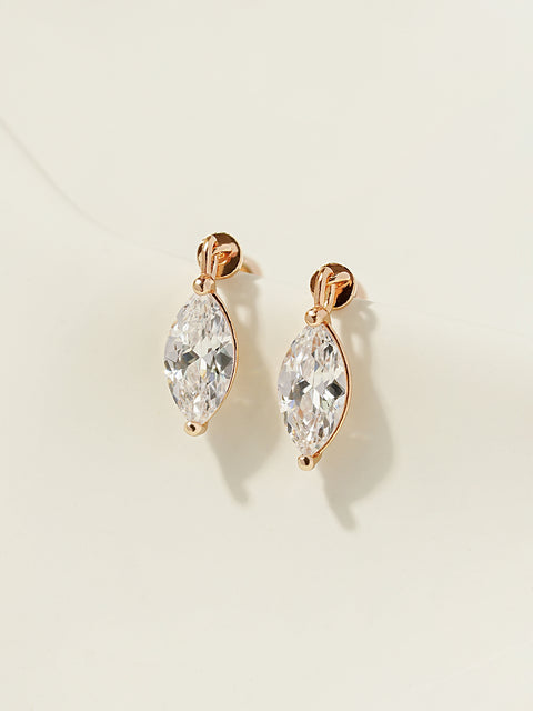 14K Gold Marquise Cubic Drop Cartilage Earring 20G